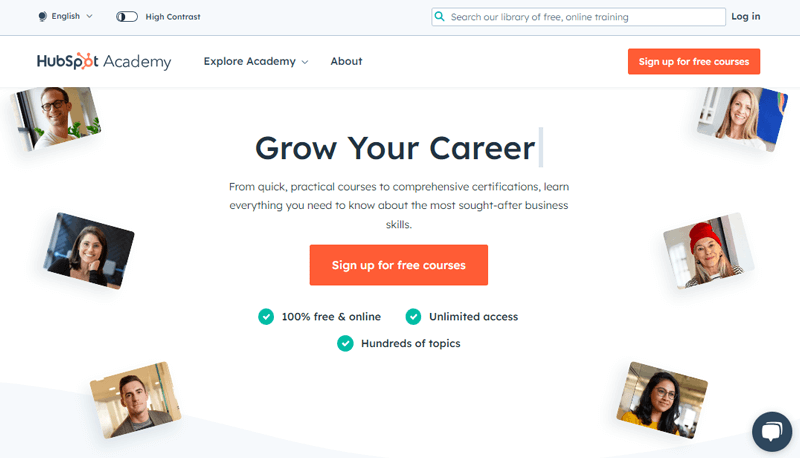 Hubspot Academy Example of Online Courses