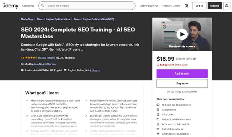 Udemy SEO 2024 Course