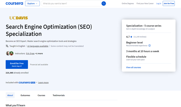 Coursera SEO Specialization Course