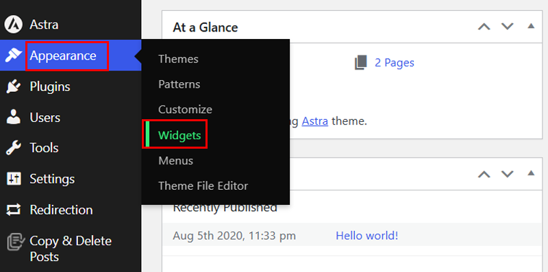 Go To Widget Option