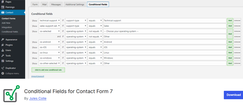 Conditional Fields For Contact Form 7 