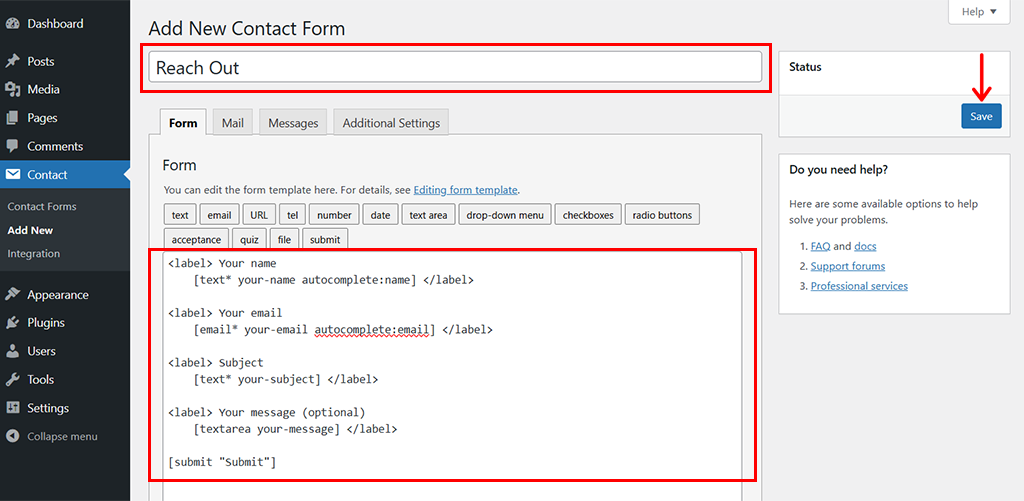 Name Your Form & Configure It & Hit Save 