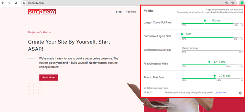 Insight Into SiteNerdy Core Web Vital Metrics Result