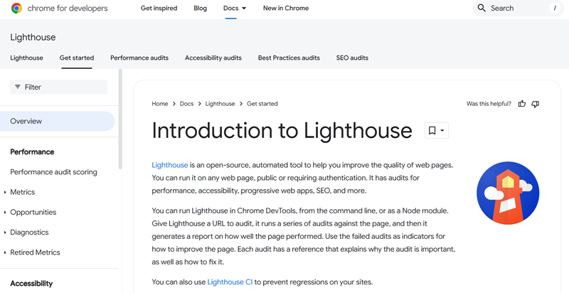 Lighthouse by Google SEO Tool 