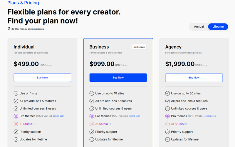 Tutor LMS Lifetime Pricing Scheme