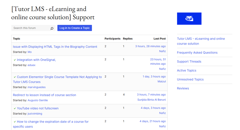 Tutor LMS Support Forum