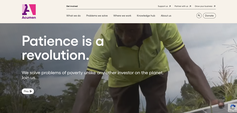 Acumen - Example of Non Profit Website 