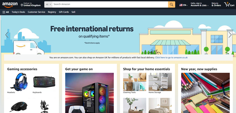 Amazon Example of eCommerce Website