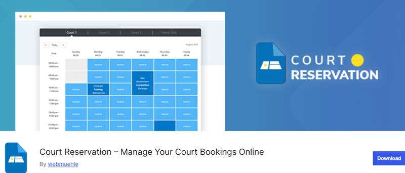 Court Reservation WordPress Plugin 