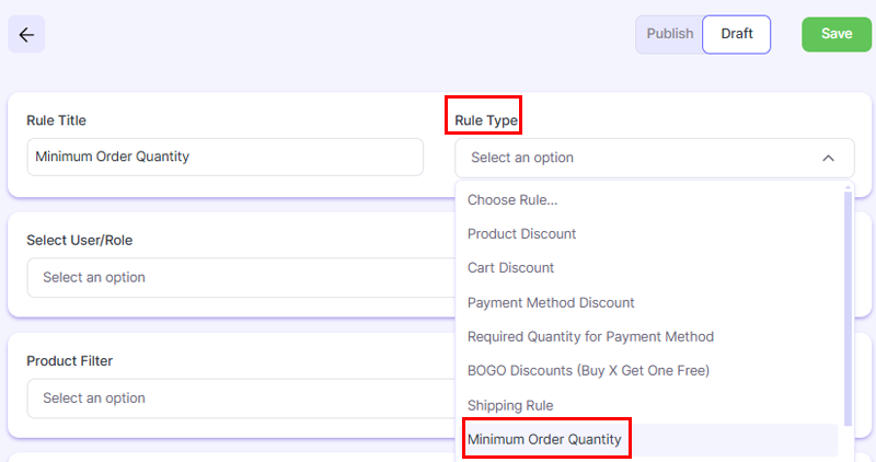 Create a Minimum Order Quantity Rule