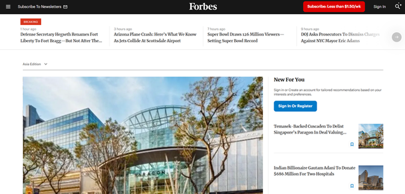 Forbes Example of a Business Website 