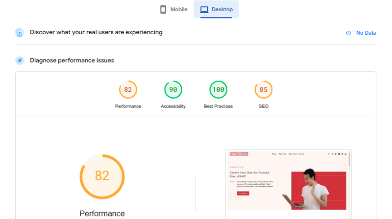 Google Page Speed Insight Result