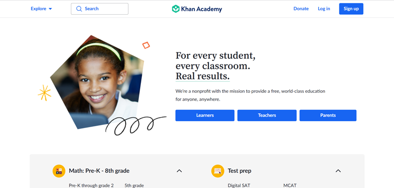 Khan Academy - Example of Educational Website 