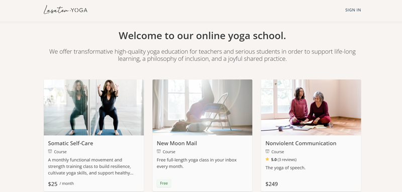 Lasater Yoga - Example of Membership Website 