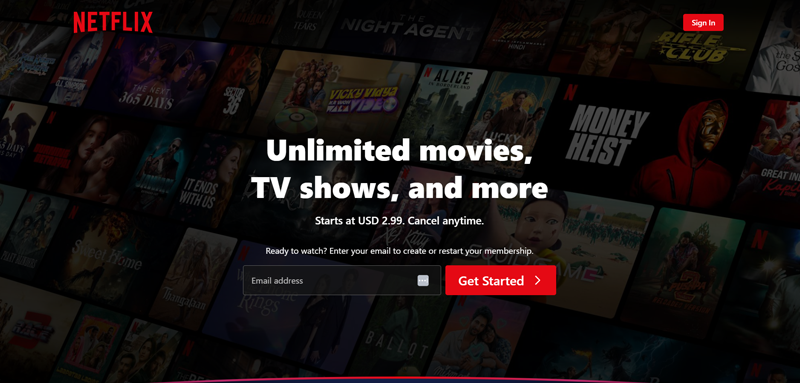 Netflix - Example of a Entertainment Website 