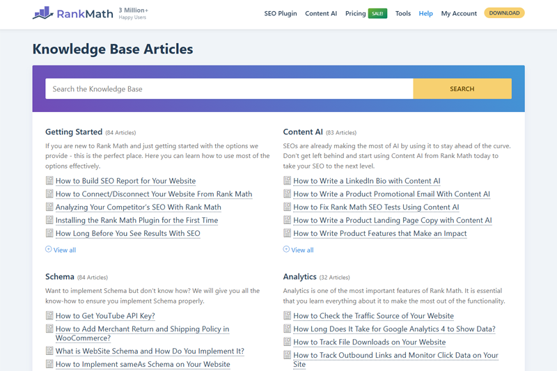 Glimpse of Rank Math KnowledgeBase