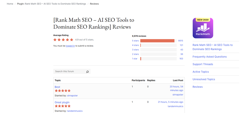 Rank Math SEO Rating