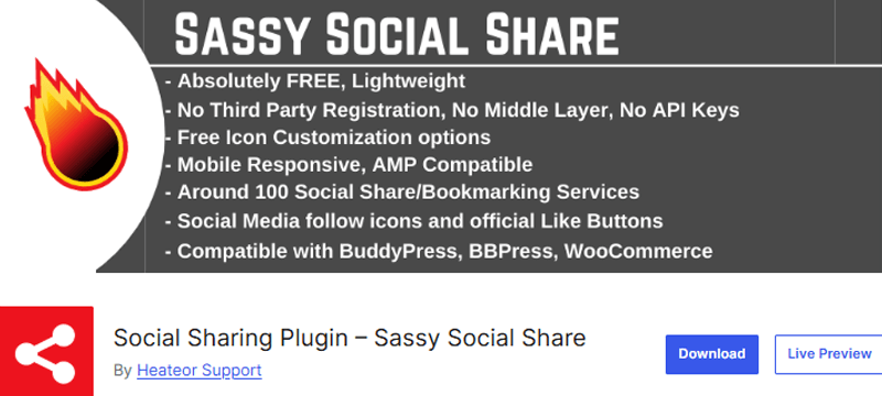 Sassy Social Share WordPress Plugin