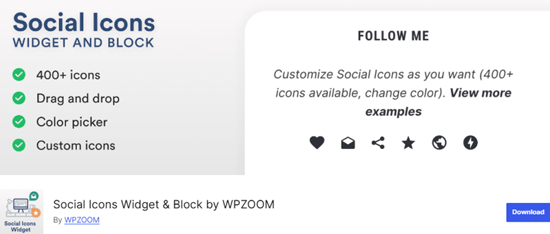 Social Icon Widget Plugin