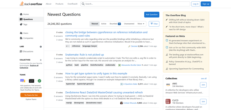 Stack Overflow Example of Community Forum Website 