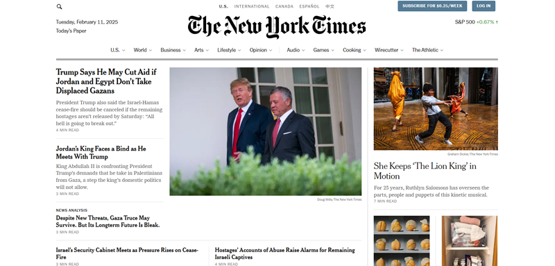 The New York Times Example of News Website