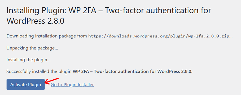 Activate the WP 2FA Plugin