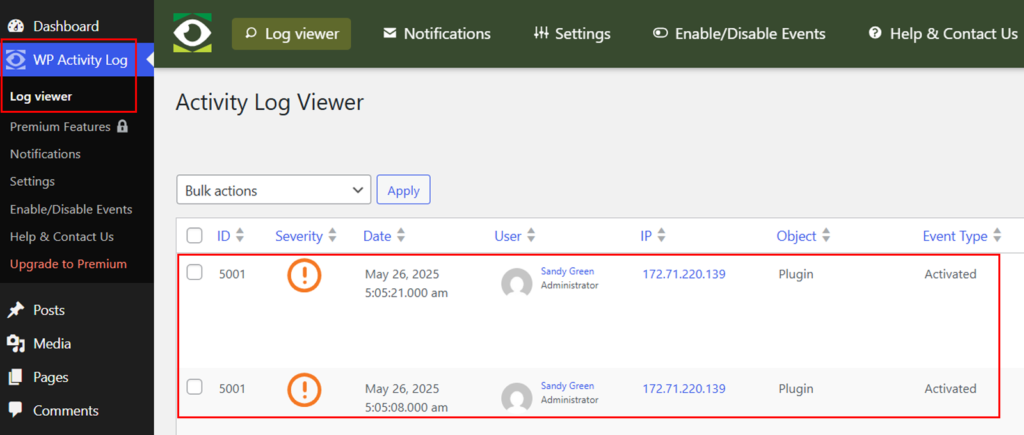 Activity Log Viewer