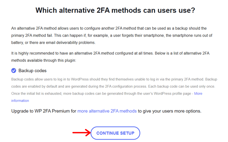 Backup Codes WP 2FA