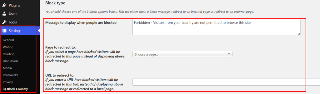 Choose Block Type iQ Block Country