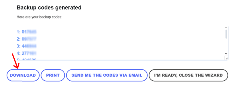 Download Backup Codes with WP 2FA
