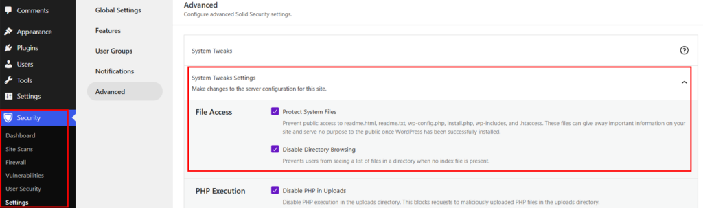 Go to System Tweaks