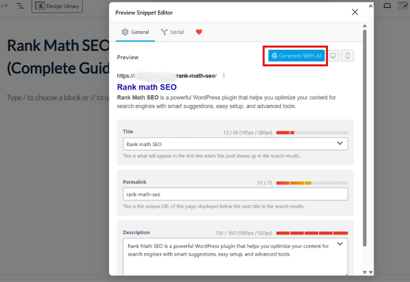 Rank Math SEO Meta Generator