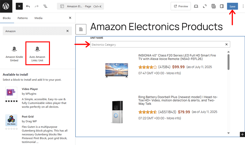 Add a Block to Insert Products