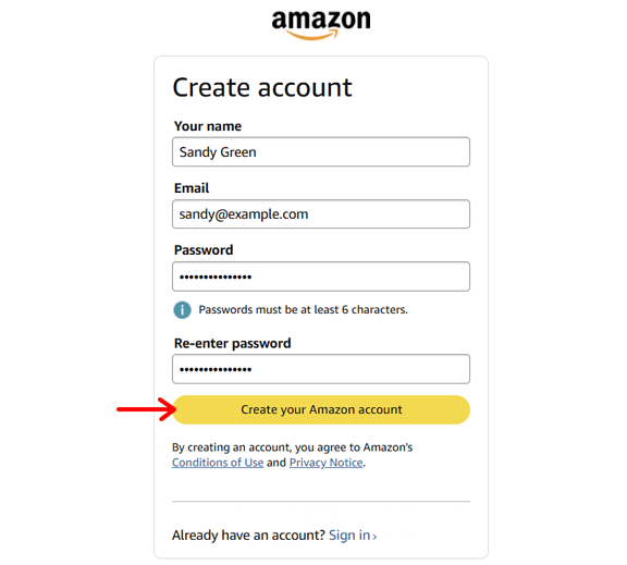 Enter Registration Account Details