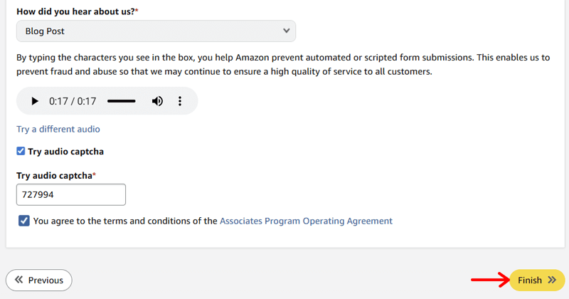 Finish Configuring the Account
