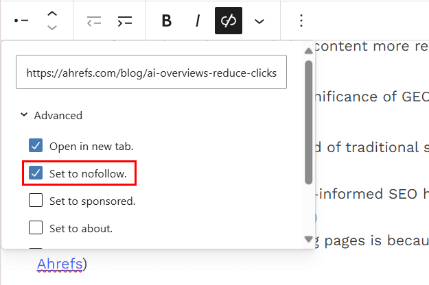 Nofollow External Links