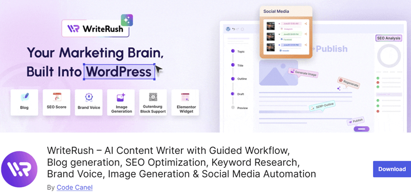 WriteRush WordPress