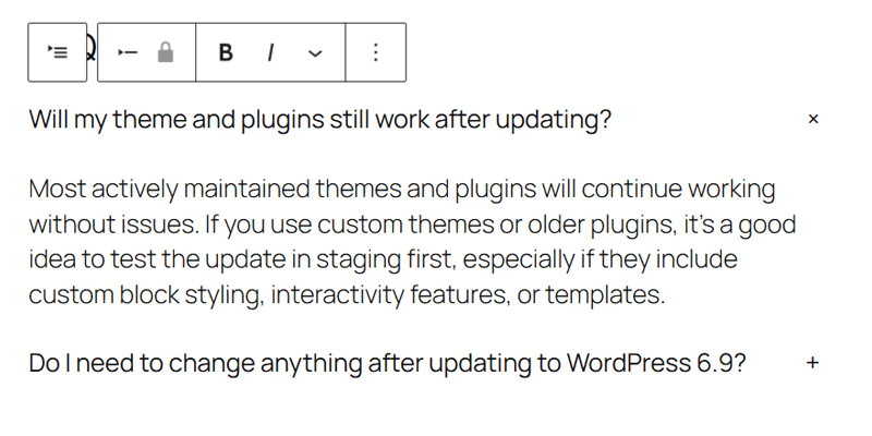 Accordion Blocks to Show FAQs