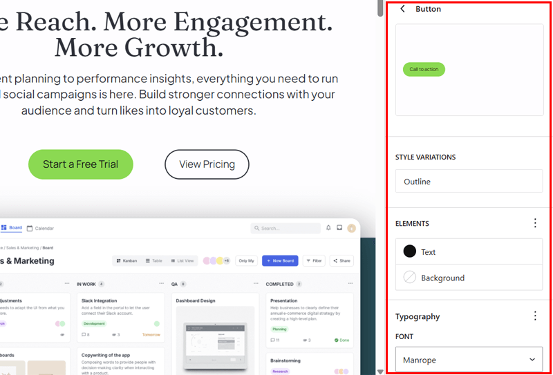 Button Block's Customization