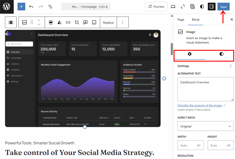 Image Customization Options