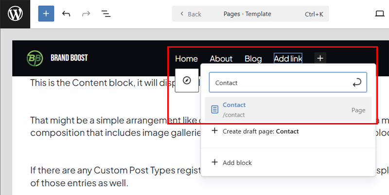 Insert Menu Items on Header