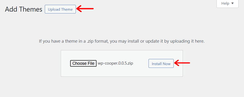 Upload and Install WP Cooper Premium