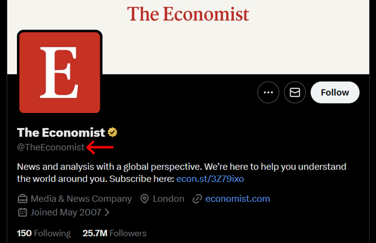 The Economist - X Username Example