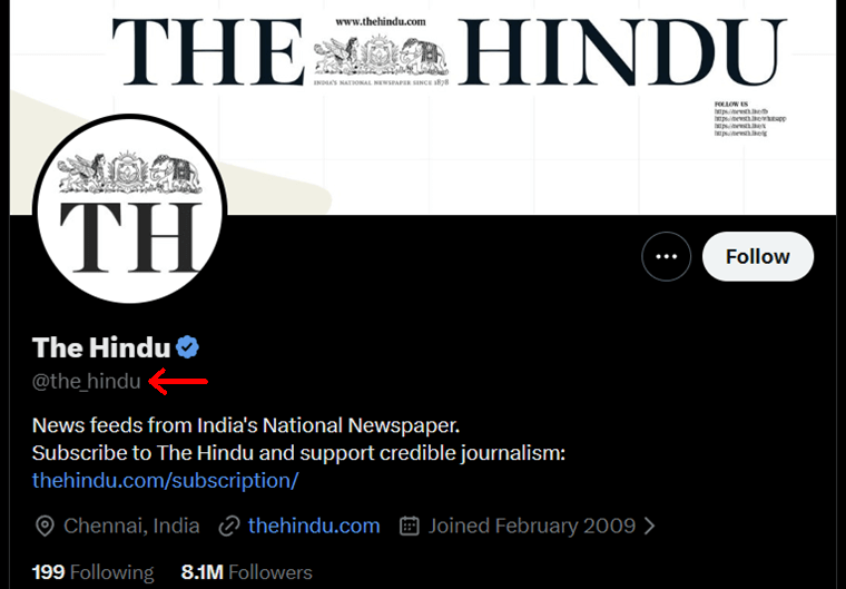 The Hindu - X Account with an Underscore