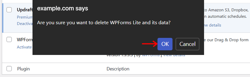 Agree with Plugin Deletion