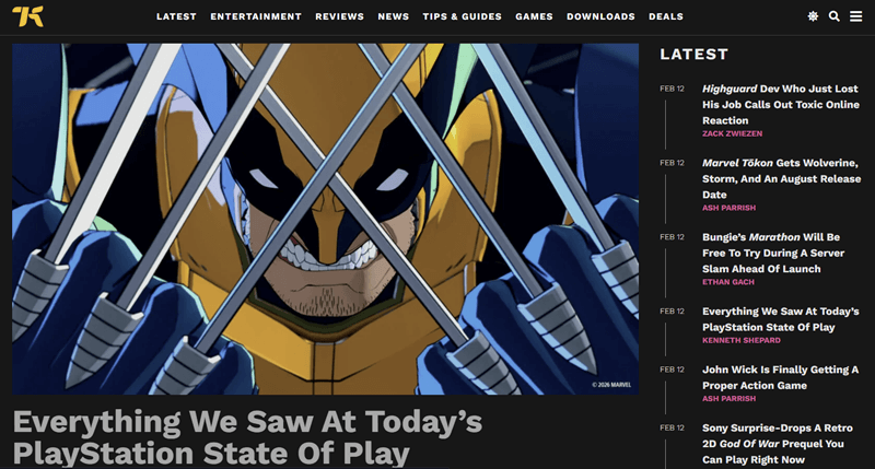 Kotaku Game Blog Example