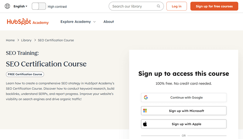 SEO Certification Course by HubSpot Academy