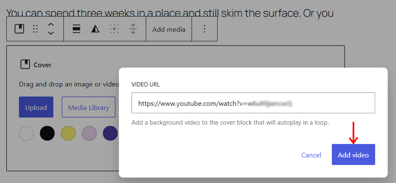 Add Video Link in Cover