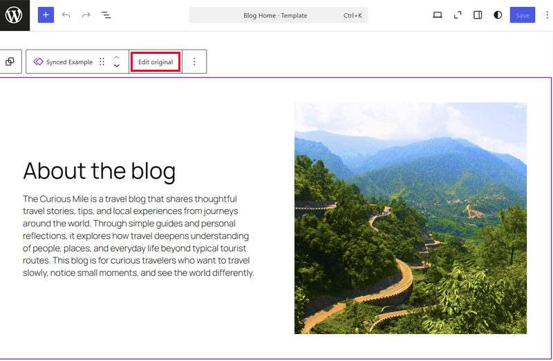 Edit Original Option for Synced Pattern