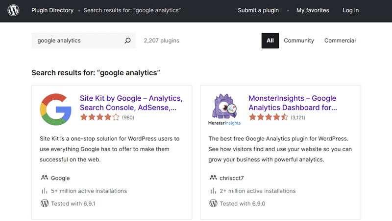 WordPress.org Google Analytics Plugins